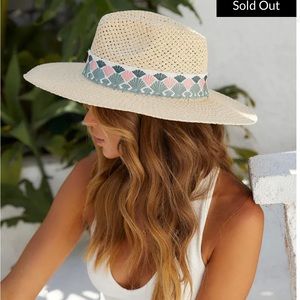 VICI: DYLANN EMBROIDERED RIBBON STRAW HAT - IVORY